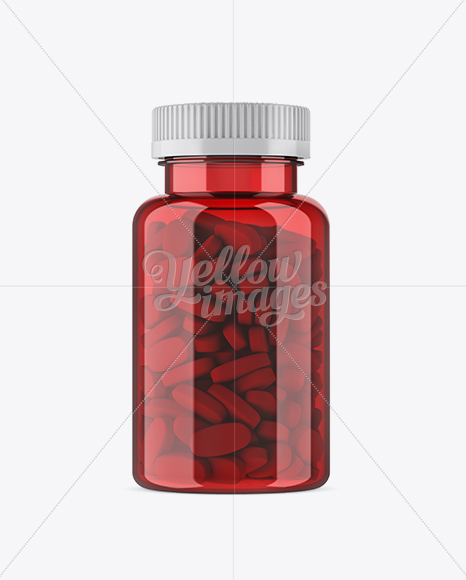 Red Pill Bottle Mockup - Front View