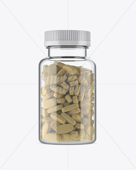 Clear Pill Bottle Mockup - Front View