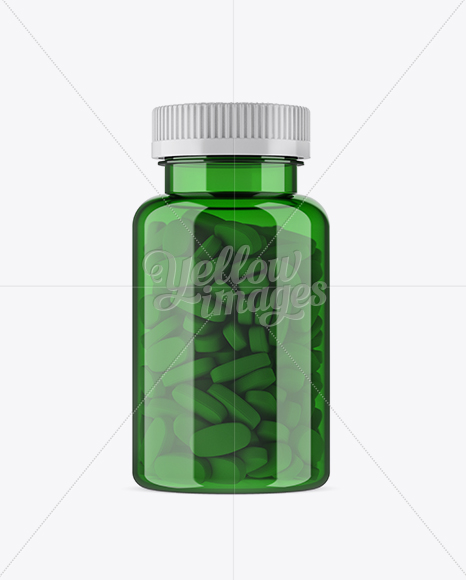 Green Pill Bottle Mockup - Front View