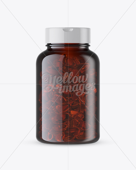 Amber Fish Oil Bottle Mockup - Front View