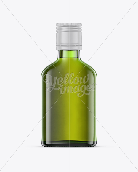 Green Glass Whiskey Bottle Mockup - Front View