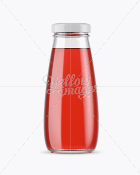 330ml Clear Glass Bottle with Cranberry Drink Mockup