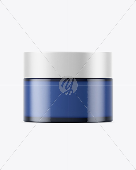 Blue Glass Cosmetic Jar Mockup