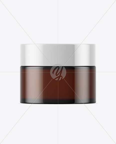 Dark Amber Glass Cosmetic Jar Mockup