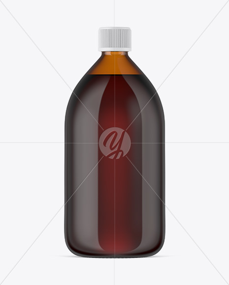 1000ml Amber Glass Bottle Mockup