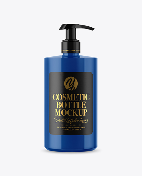 Glossy Cosmetic Bottle with Pump Mockup - Label mockup bottle