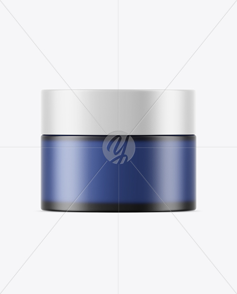 Frosted Blue Glass Cosmetic Jar Mockup