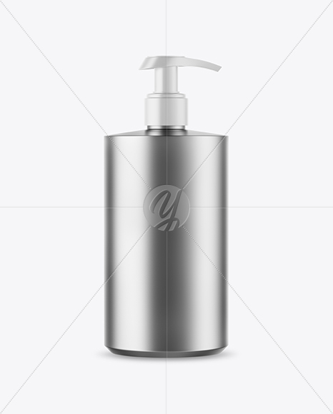 Matte Metallic Cosmetic Bottle with Pump Mockup