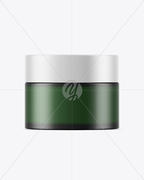 Dark Frosted Green Glass Cosmetic Jar Mockup Dark Frosted Green Glass Cosmetic Jar Mockup