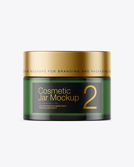 Green Glass Cosmetic Jar Mockup