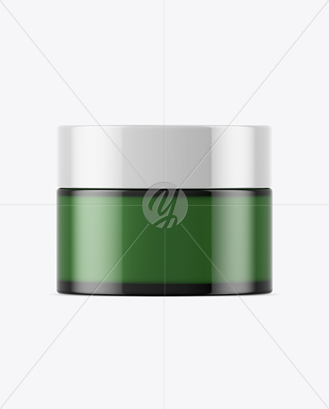 Green Glass Cosmetic Jar Mockup