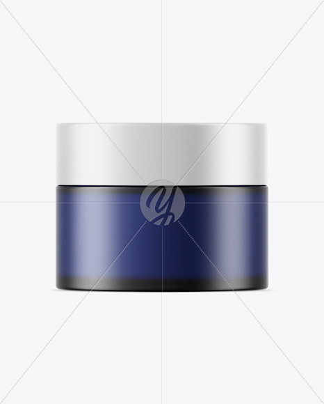 Dark Frosted Blue Glass Cosmetic Jar Mockup