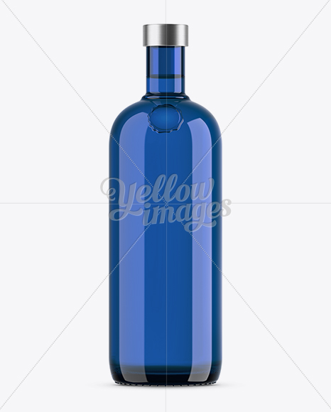 1L Blue Glass Dry Gin Bottle Mockup