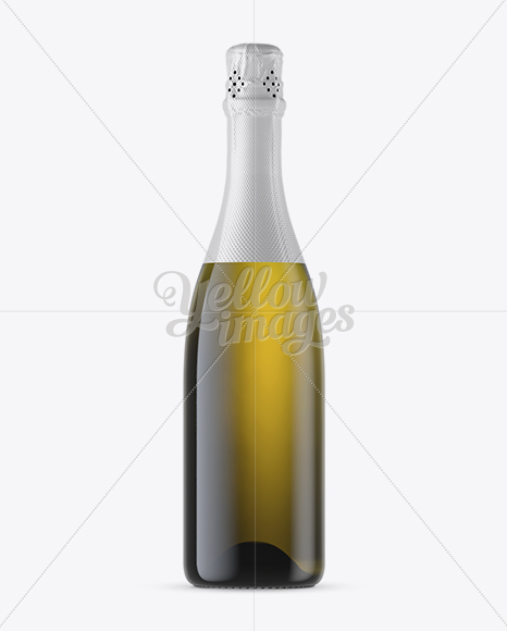 Antique Green Champagne Bottle with Textured Foil Mockup