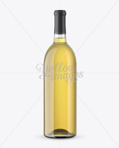 Clear Glass Bottle With White Wine Mockup