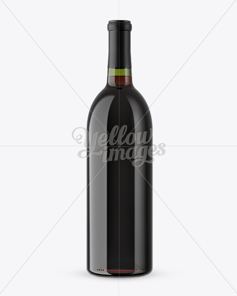 Green Glass Bottle With Red Wine Mockup