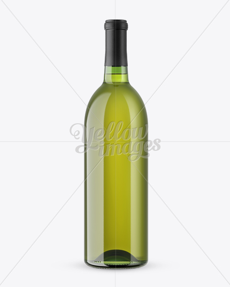 Green Glass Bottle With White Wine Mockup