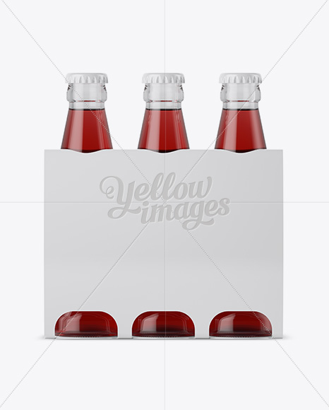 White Paper 3 Pack Red Liquid Bottle Carrier Mockup