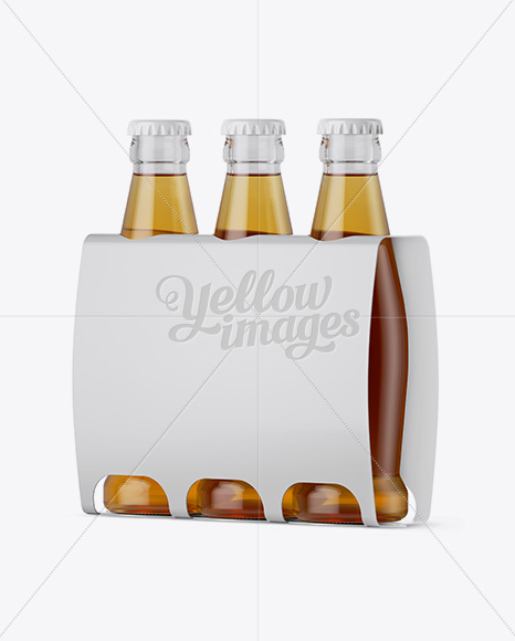 White Paper 3 Pack Beer Bottle Carrier Mockup - Halfside View