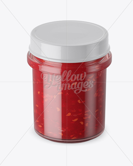 Glass Jar With Raspberry Jam Mockup (High-Angle Shot)