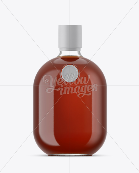 Clear Glass Bottle With Cognac Mockup