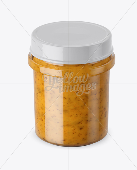 Mustard Glass Jar Mockup (High-Angle Shot)