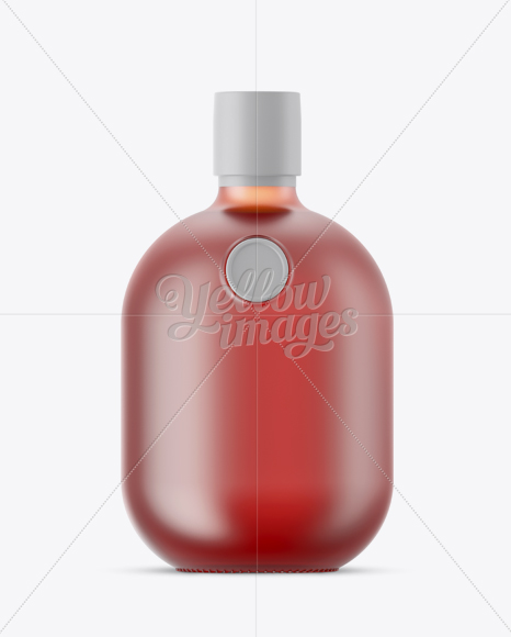 Frosted Glass Bottle With Pink Liquor Mockup