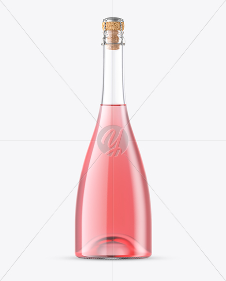 Clear Glass Lambrusco Pink Wine Bottle Mockup