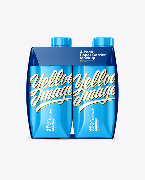 Glossy 4-Pack Paper Carrier Mockup - 4 pack mockup