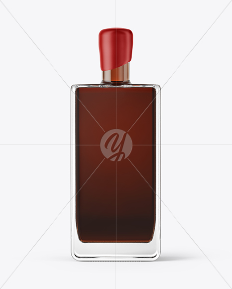 Square Black Rum Bottle with Wax Mockup - Free Download Images High