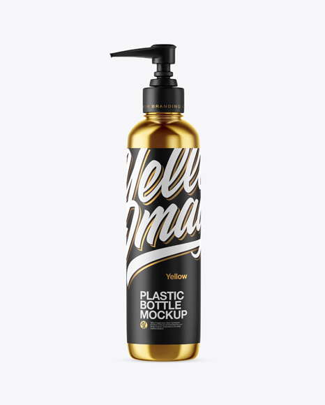 Metallic Cosmetic Bottle with Pump Mockup