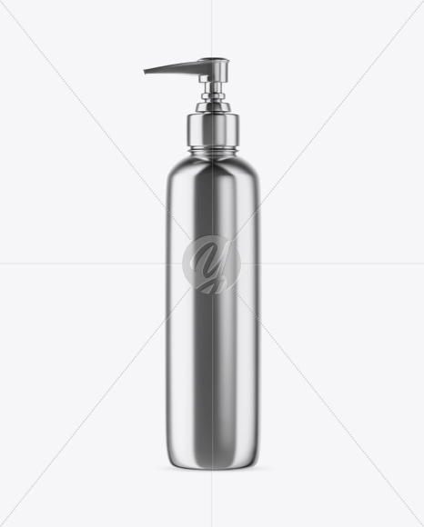 Metallic Cosmetic Bottle with Pump Mockup