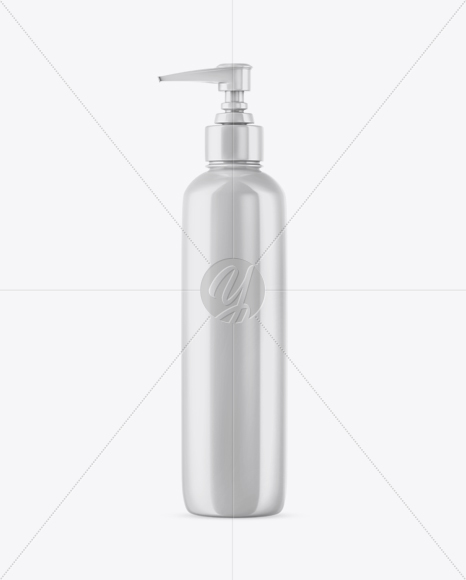 Glossy Cosmetic Bottle with Pump Mockup