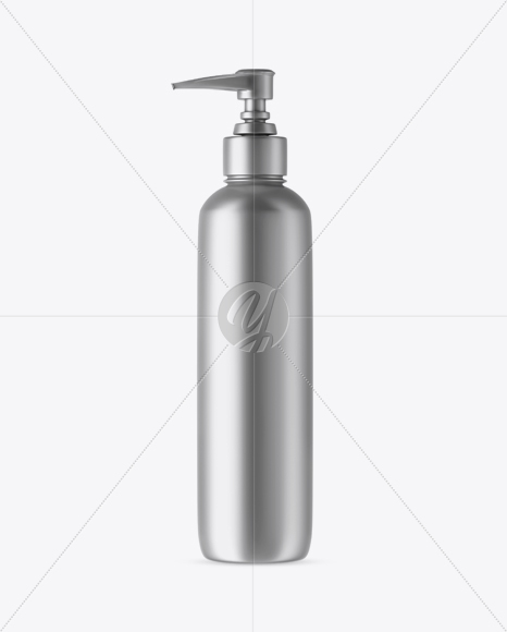 Matte Metallic Cosmetic Bottle with Pump Mockup