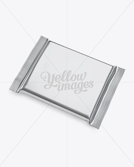 Metallic Square Chocolate Bar Mockup - Halfside View (High-Angle Shot