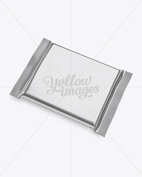 Metallic Square Chocolate Bar Mockup - Halfside View (High-Angle Shot)