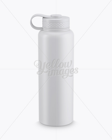 Matte Plastic Reusable Water Bottle Mockup (High-Angle Shot)