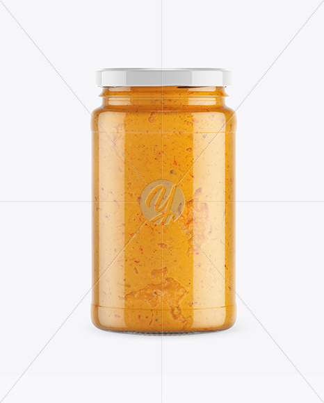 Clear Glass Jar w/ Sauce Mockup