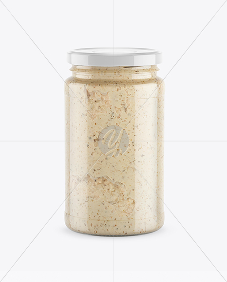 Clear Glass Jar w/ Sauce Mockup Clear Glass Jar w/ Sauce Mockup