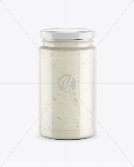 Clear Glass Jar w/ Sauce Mockup Clear Glass Jar w/ Sauce Mockup
