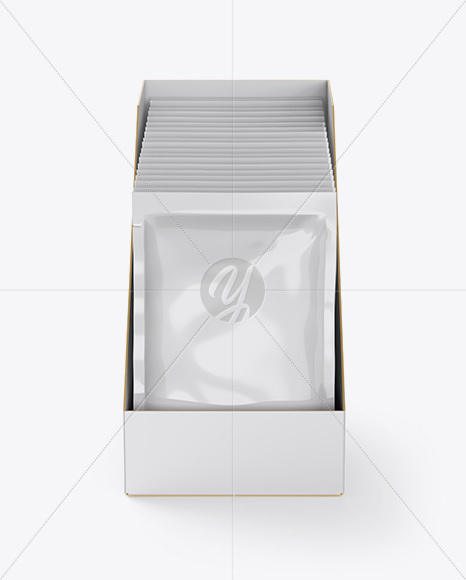 Box With Glossy Sachets Mockup