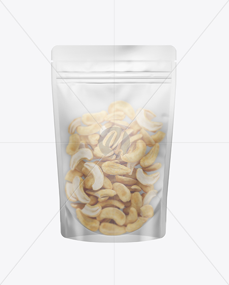 Frosted Stand-Up Pouch W/ Cashew Nuts Mockup