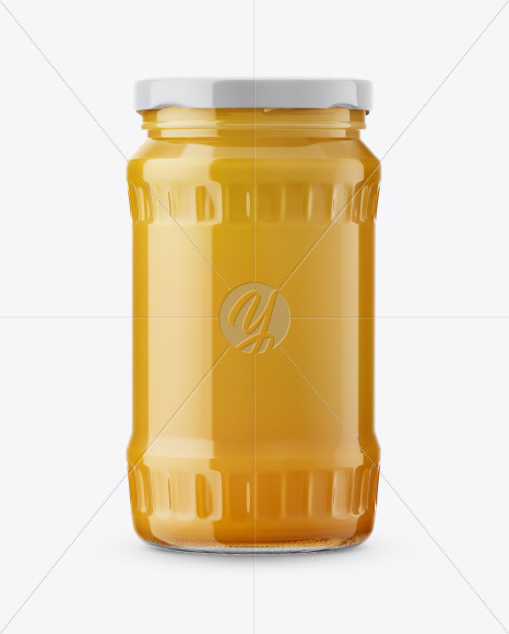 Glass Jar with Sugared Honey Mockup - Free Download Images High Quality