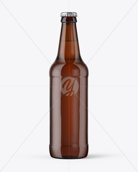 500ml Amber Glass Beer Bottle Mockup