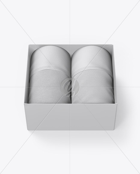 Box With 2 Men's Boxer Slips Mockup