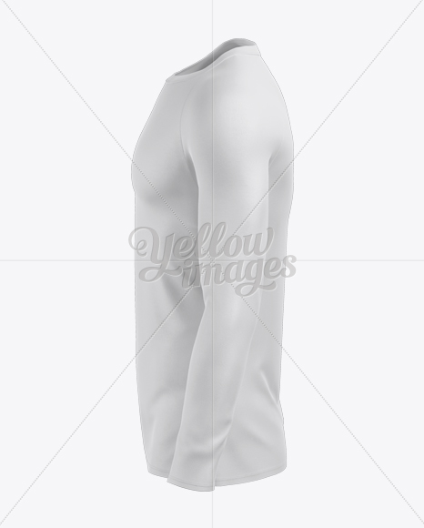 Men&#039;s Baseball T-shirt with Long Sleeves Mockup - Side View