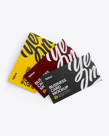 Three Textured Business Cards Mockup - Stack of brochures mockup