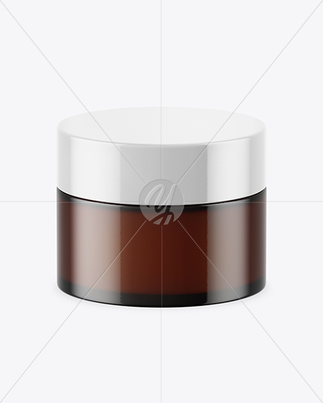 Dark Amber Glass Cosmetic Jar Mockup