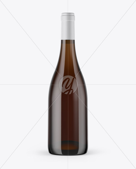 Amber Glass Bottle with White Wine Mockup