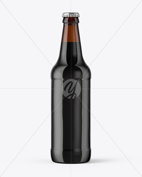 500ml Amber Glass Stout Beer Bottle Mockup